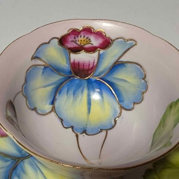 Blue Flowers Teacup and Saucer Vintage Japan - Picture 3 of 7